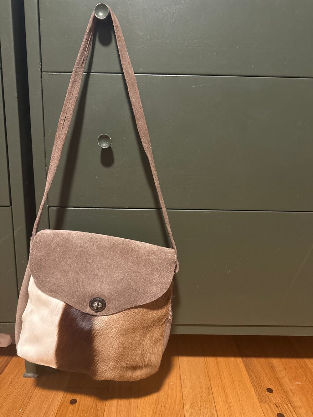 South African Hair On Hide Leather Crossbody Shoulder Handbag Boho Western